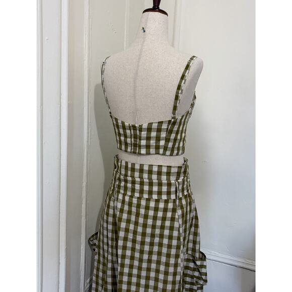 Whit Two Piece Green White Gingham Top/Skirt Size 6 - Picture 5 of 6